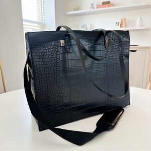 Beis . the work tote . large size .  black croc